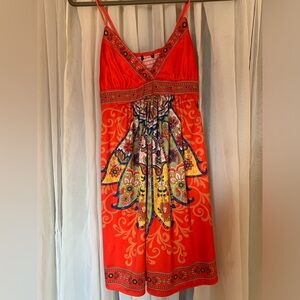 Orange mini summer  dress Size M
